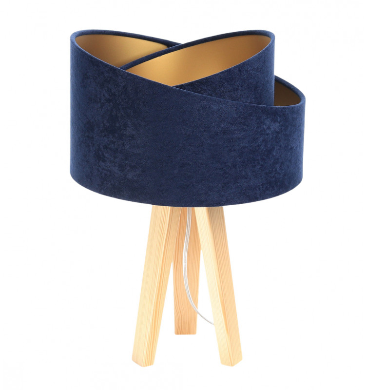 ImoLight Lampka stołowa mini-trójnóg sosnowy Awena Granatowo-złota