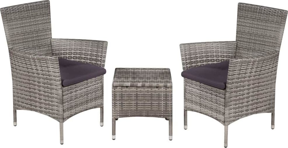 vidaXL 3-cz zestaw mebli bistro rattan PE szary 44095