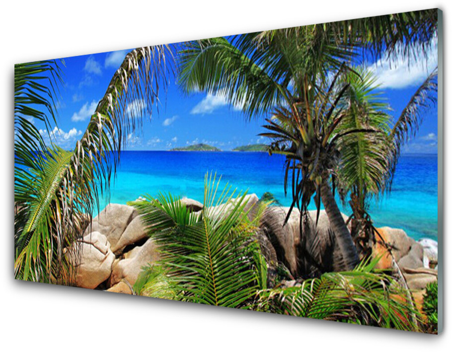 Tulup.pl Panel Kuchenny Skała Liście Krajobraz 140x70cm