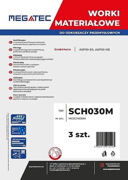 Megatec Worki materiałowe do Scheppach 30L kpl 3 s