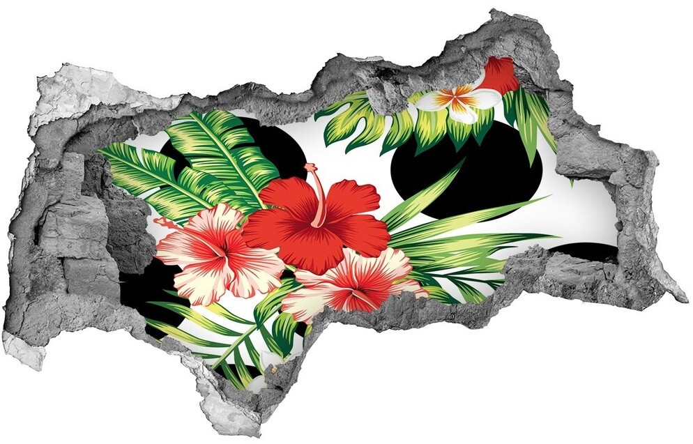 Wallmuralia.pl Okleina 3D dziura na ścianę Hawajskie kwiaty