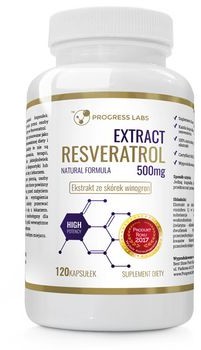 Progress Labs Resveratrol Ekstrakt Ze Skórek Winogron 500Mg 120 Kapsułek