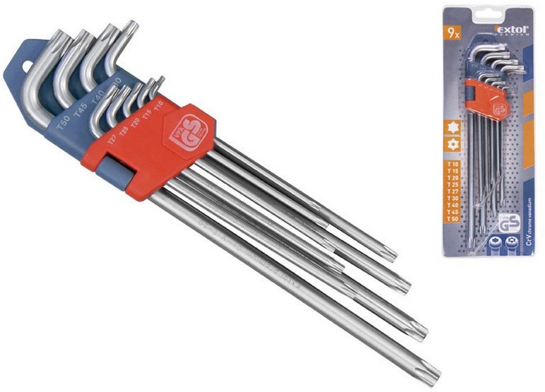Extol PREMIUM Zestaw kluczy TORX przedłużoneL-klucze, 9szt, 8819412