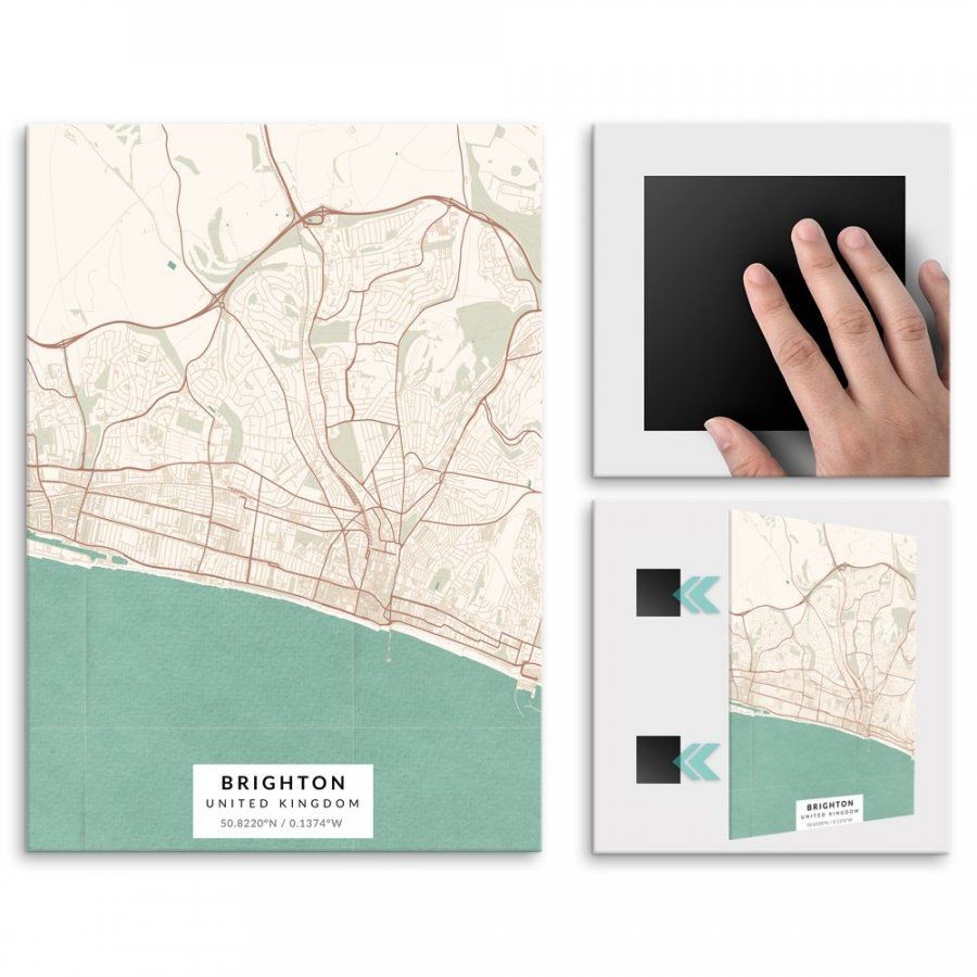 Pix4home Plakat metalowy Mapa Vintage Brighton M POS-M-04155