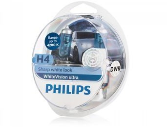 Philips Żarówki halogenowe Philips WhiteVision ultra H4 12V 60/55W + 2x W5W temperatura barwowa do 4200K +60% więcej światła) J32-9085