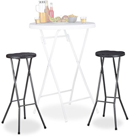 Relaxdays Składane  stołek barowy BASTIAN -częściowy zestaw, odporny na warunki atmosferyczne, wysokość 80 cm, krzesło barowe podwójne, tworzywo sztuczne, barem 10020763_46
