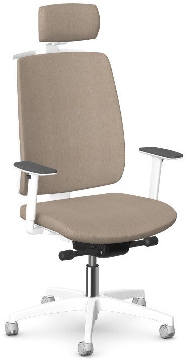 Intarseating Fotel biurowy VELIA biały tap., z zagłówkiem i wieszakiem KA-VELIA-TWA-103-01/TR9