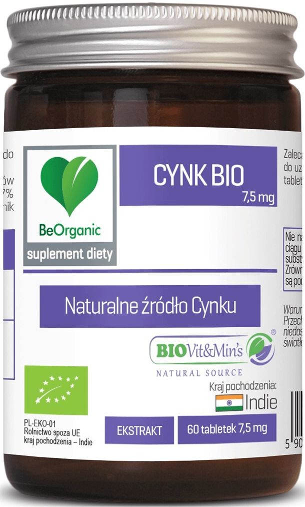 Beorganic Cynk BIO 7,5 mg Naturalne źródło Cynku (60 tab) BeOrganic brg-039