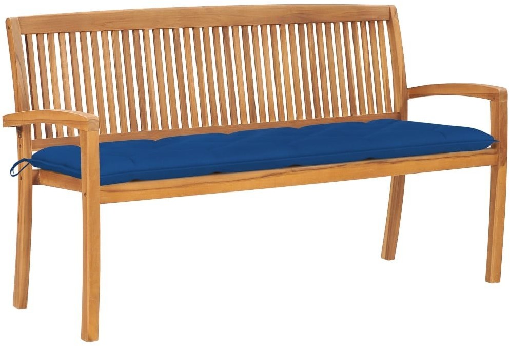 VidaXL Sztaplowana ławka ogrodowa z poduszką, 159 cm, drewno tekowe 3063331 VidaXL