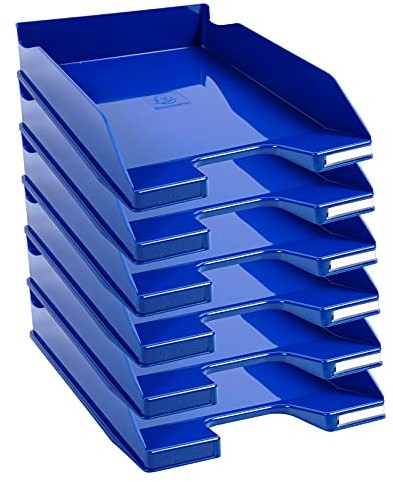 Exacompta Exacompta Combo Midi 113203D półka na dokumenty, 34,7 x 25,5 x 6,5 cm, na dokumenty w formacie DIN A4, idealna do organizacji, wytrzymała, 6-częściowy zestaw w kolorze królewskiego błękitu 113203D