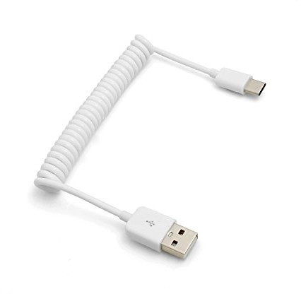 System-S System-S USB typ C 3.1 kabel do USB 2.0 kabel spiralny 50 cm - 100 cm biały 51801552