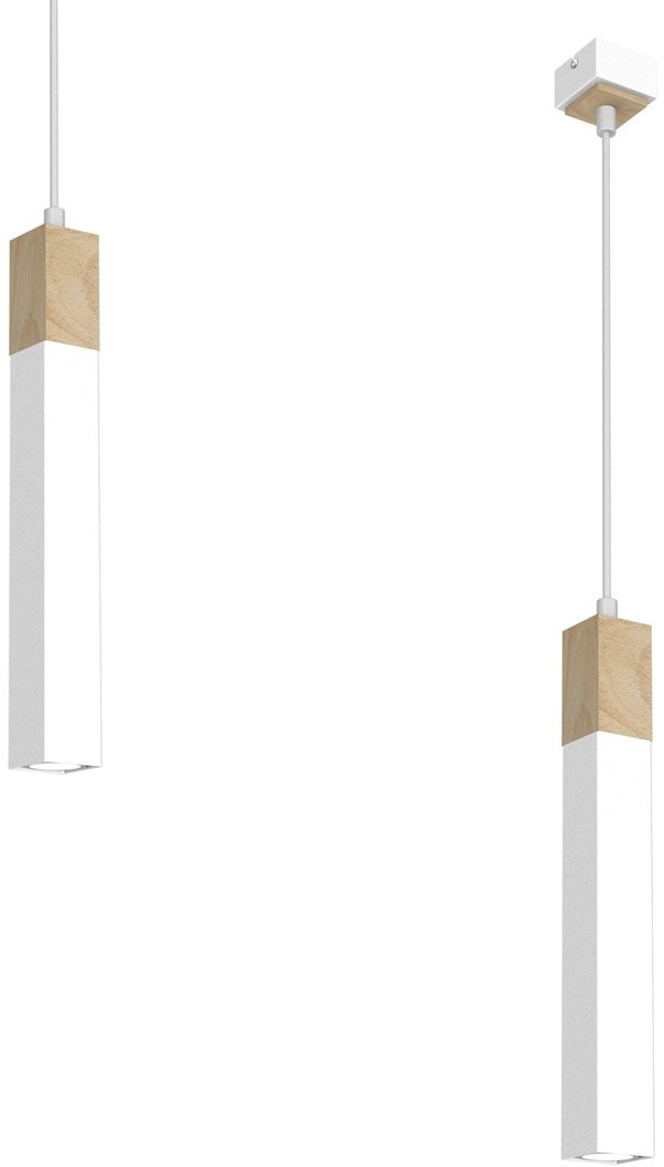 Milagro Lampa wisząca SOLO SAWN WHITE PATINATED WOOD 1x mini GU10 MLP7475
