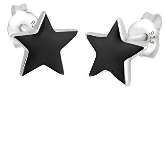 Elli Kolczyki damskie kolczyki sztyfty gwiazdki  srebro wysokiej próby 925, srebro sterling próby 925, czarny 0303892712
