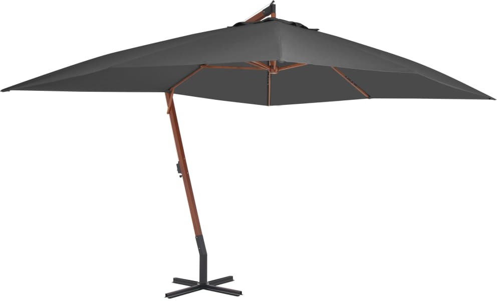 vidaXL Wiszący parasol z drewnianym słupkiem, 400x300 cm, antracytowy vidaXL