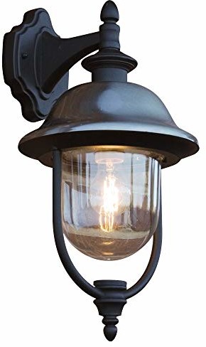 Konstsmide 7240 000 lampa ścienna/B: 24 cm głęb.: 29 cm wys.: 46 cm/1 X 75 W Parma/IP43/lakierowane aluminium/czarny mat/ze stali nierdzewnej