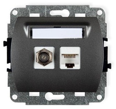 Karlik Mechanizm gniazda antenowego typu F (SAT) + gniazda komp. 1xRJ45 TREND 11GFK
