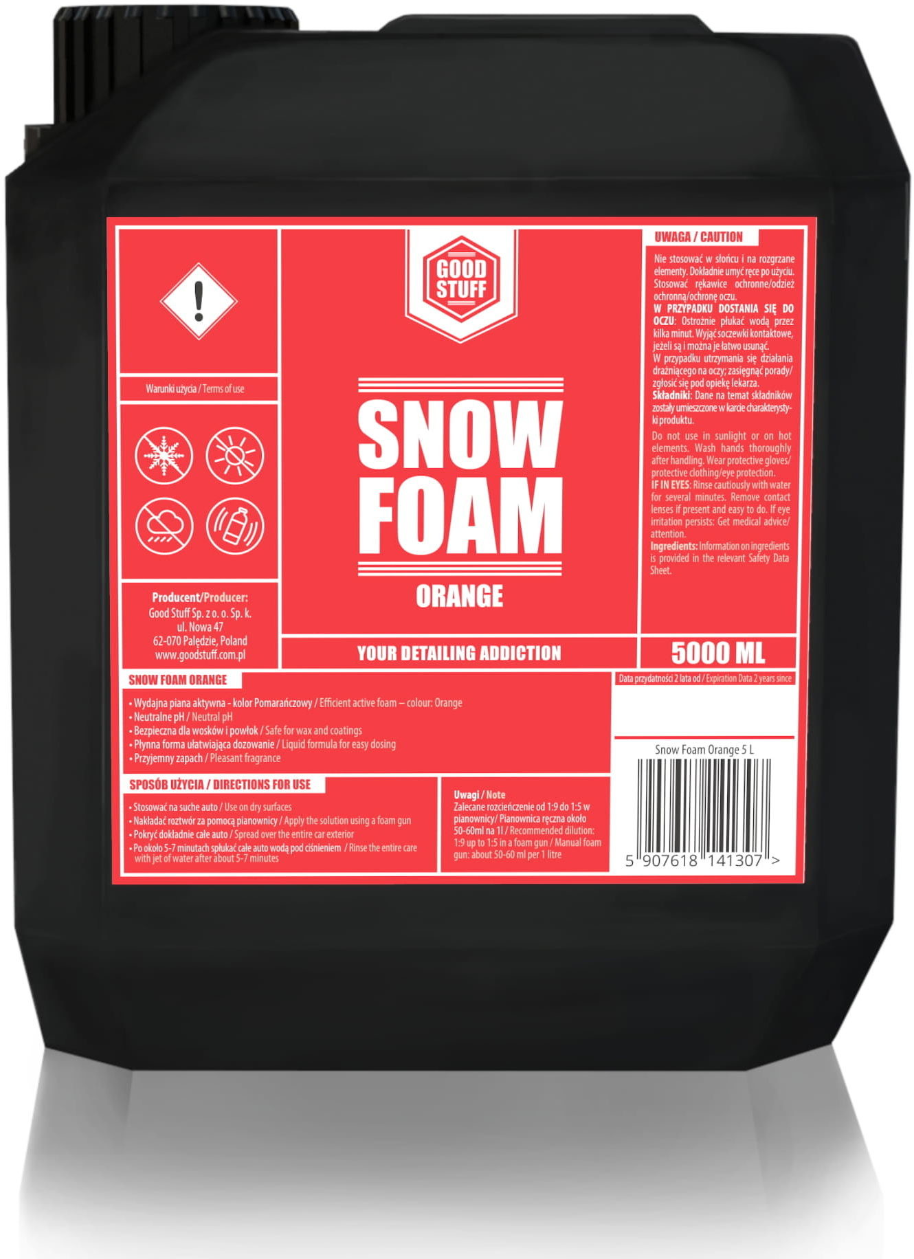 Good stuff Good Stuff Snow Foam Orange  piana aktywna o neutralnym pH, pomarańczowy kolor 5L GSN000124