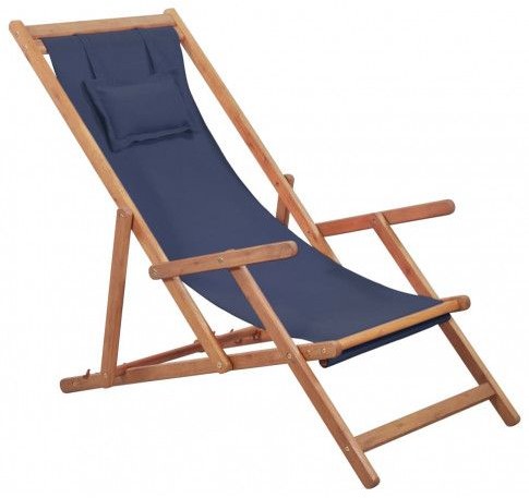 Granatowy drewniany leżak plażowy Ilbro 4X