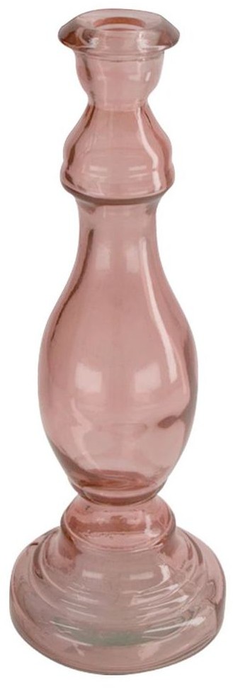 TAJEMNICZY OGRÓD Świecznik szklany na świecę stołową wys. 30 cm różowy