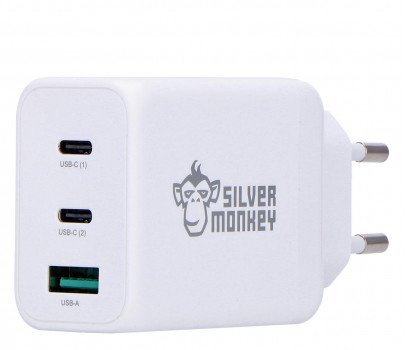 Фото - Зарядний пристрій Silver Monkey Ładowarka sieciowa GAN 65W USB-C PD USB A QC 3.0 - darmowy o 