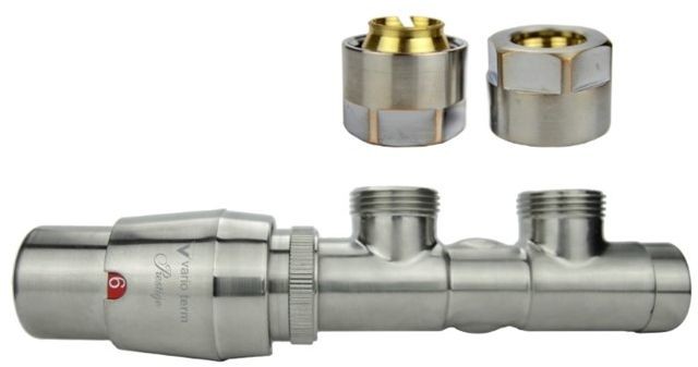 Varioterm Zawór termostatyczny TWINS ze złączką PEX/CU /GZ1/2 - nikiel szlifowany midziana - Cu 15 mm lewa TSGS0208CFK/L(Cu)