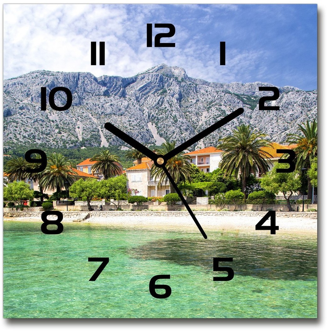 Zegar szklany kwadratowy Plaża w Chorwacji