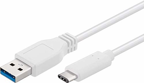 PremiumCord USB-C na USB 3.0 kabel połączeniowy 1 m, do 5 Gbit/s, USB 3.0/3.1 SuperSpeed kabel do transmisji danych USB 3.1 typ C wtyczka na A, 3 x ekranowany, kolor biały, długość 1 m ku31ca1w