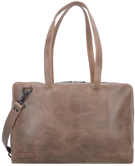 Plevier Plevier Pure Torba na ramię skórzana 43 cm przegroda na laptopa taupe