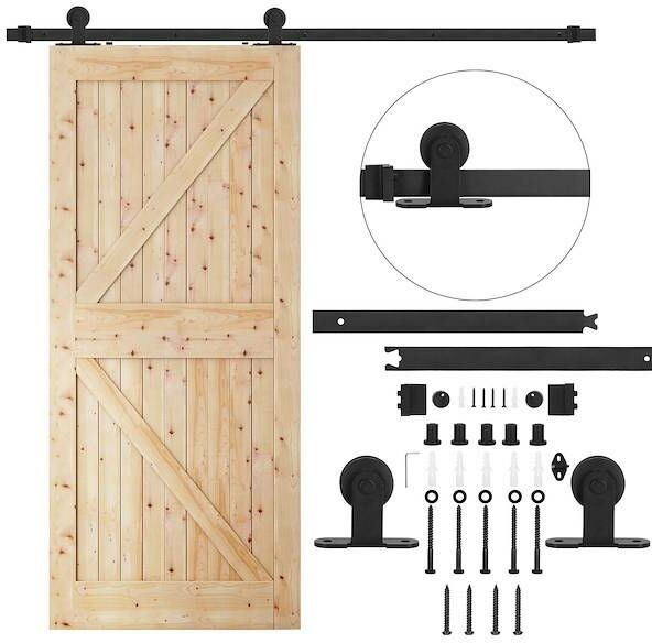 Springos System do drzwi przesuwnych 183 cm prowadnica do 100 kg, barn door stal czarny kółka HA5005
