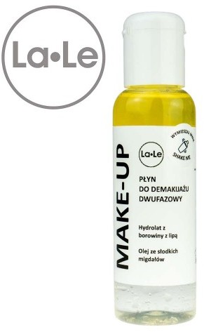 LA-LE Płyn do demakijażu dwufazowy - Hydrolat borowina z lipą i olej ze słodkich migdałów 100 ml 6E67-20090