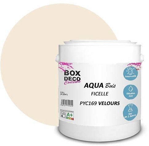 BOX DECO COULEURS Farba meblowa z drewna akrylowego o wyglądzie aksamitu-satyny Aqua Wood - 2,5 l/ 25 m, beżowy sznurek 8D-491S-ZLLR