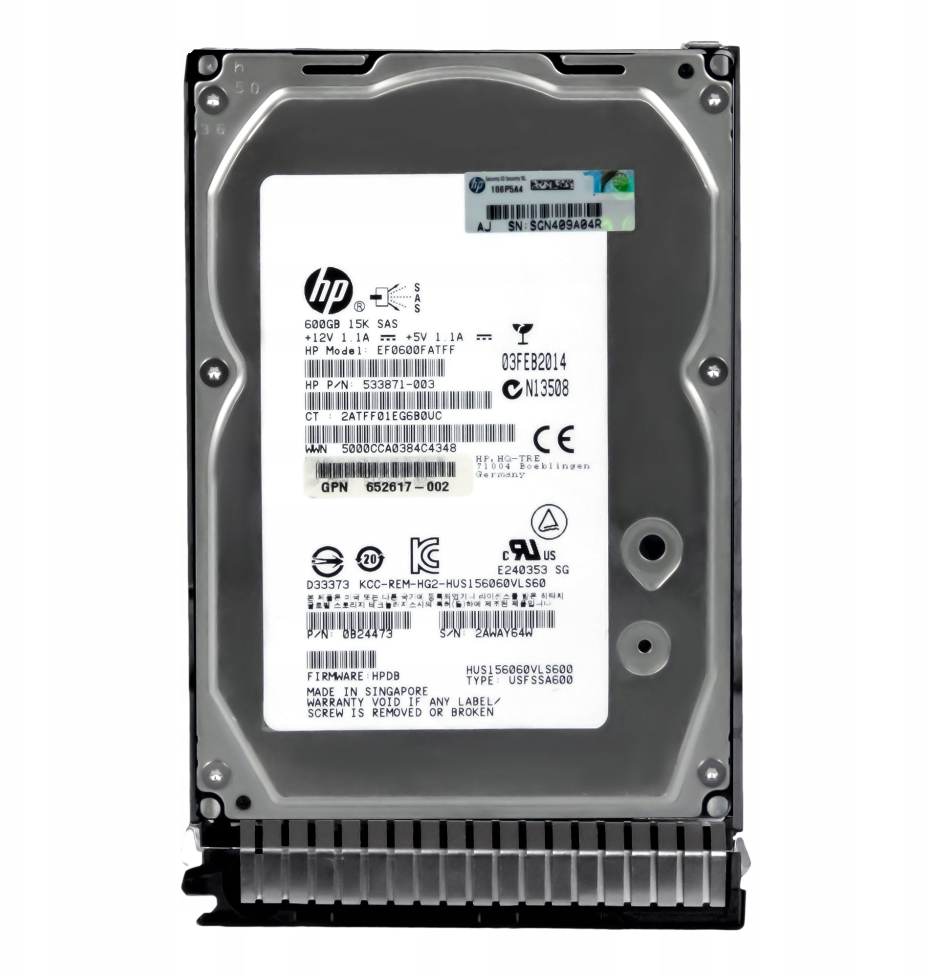 HP 533871-003 600GB 15k 64MB SAS-2 3.5 EF0600FATFF