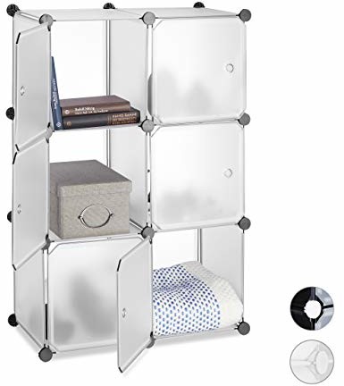 Relaxdays system regałowy z 6 drzwiami, DIY, Cubes, z uchwytami, ścianka działowa, tworzywo sztuczne, wys. x szer. x gł.: 97,5 x 66 x 32 cm, różne kolory