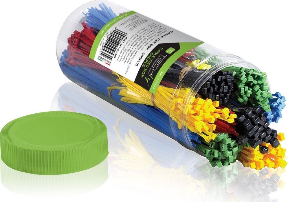 Techly Organizer  Opaski Zaciskowe do Kabli Trytki Kablowe 600 Sztuk Kolorowe ISWT-SET-CL600T