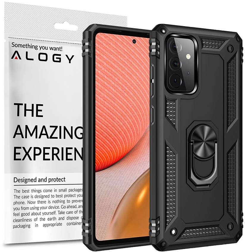 Alogy Etui pancerne obudowa Stand Armor Ring do Samsung Galaxy A72 Czarne 10311X1