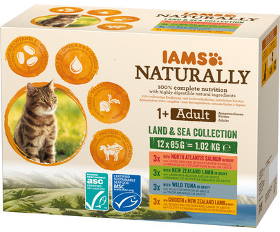 Iams Naturally Adult Cat Land & Sea Collection 12x85 g