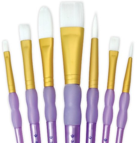 Royal Langnickel Royal & Lang Niklowo RCC 408  crafters Choice, White taklon 7-częściowy zestaw pędzli płaskich mieszane RCC 408