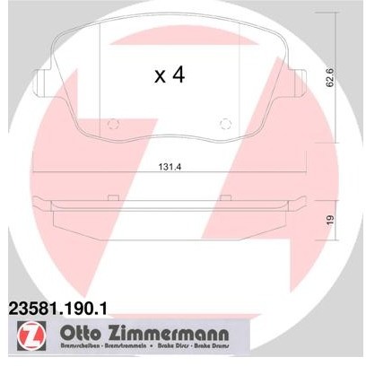 ZIMMERMANN Zestaw klocków hamulcowych, hamulce tarczowe 23581.190.1