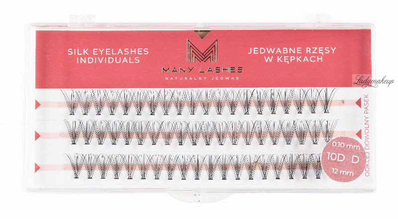 Many Beauty Many Beauty - Many Lashes - Silk Eyelashes Individuals - Jedwabne rzęsy w kępkach - 10D - 0,10 Standard - D-12mm