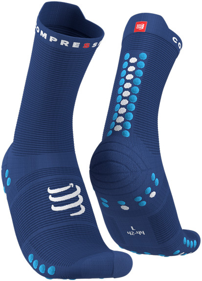 Compressport Skarpetki do biegania wysokie ProRacing Socks V4 niebieskie