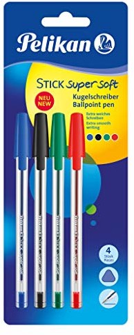 Pelikan Długopis super miękki, 4 sztuki (niebieski, czarny, zielony, czerwony) 804585