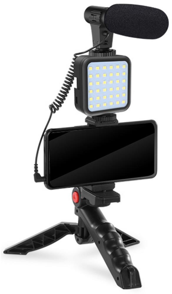 Platinet Vlogging set 4in1 - microphone, LED lamp, tripod, phone holder