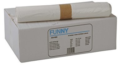 Funny LDPE worki na śmieci, 60 x 70 cm, biała, bardzo mocne około 90 L, 1er Pack (1 X 250 sztuk) AG-863