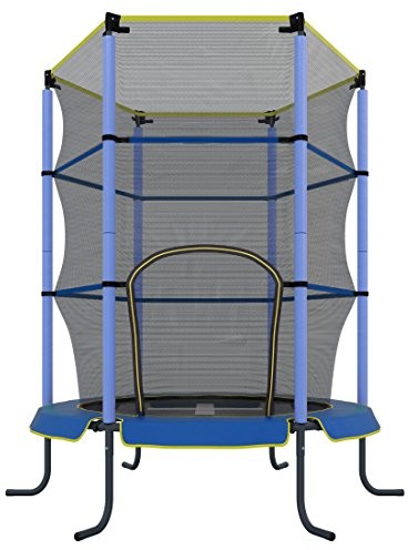 Ultrasport trampolina pokojowa dla dzieci, 140 cm, do zabawy i fitnessu, dla dzieci w wieku od 3 lat, specjalnie zabezpieczenie z siatki i osłona krawędzi, niebieski, 140 cm 33070000065B