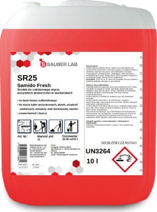 Sauber Sauber Lab SR25 Samido Fresh Uniwersalny środek do mycia powierzchni sanitarnych 10 l SR25