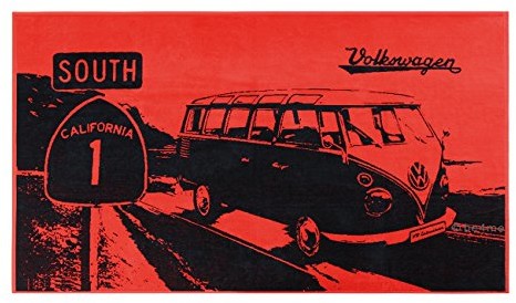 VW Collection by BRISA VW Bulli T1 duży ręcznik plażowy ręcznik kąpielowy ręcznik do sauny, czerwony/czarny, 160x90 43246-152260