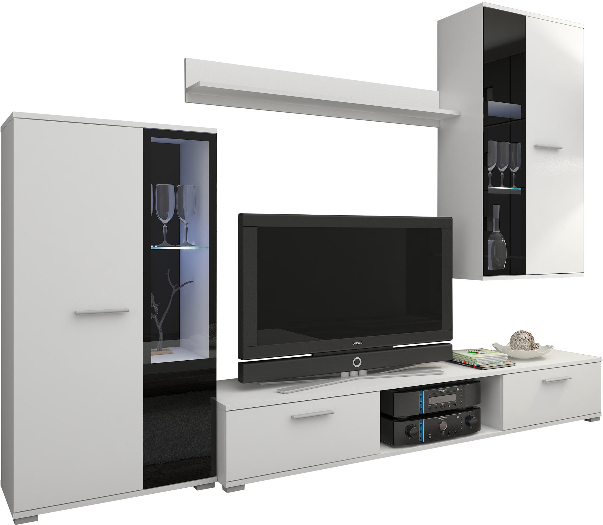 Biała Meblościanka do salonu Salsa - zestaw Mebli