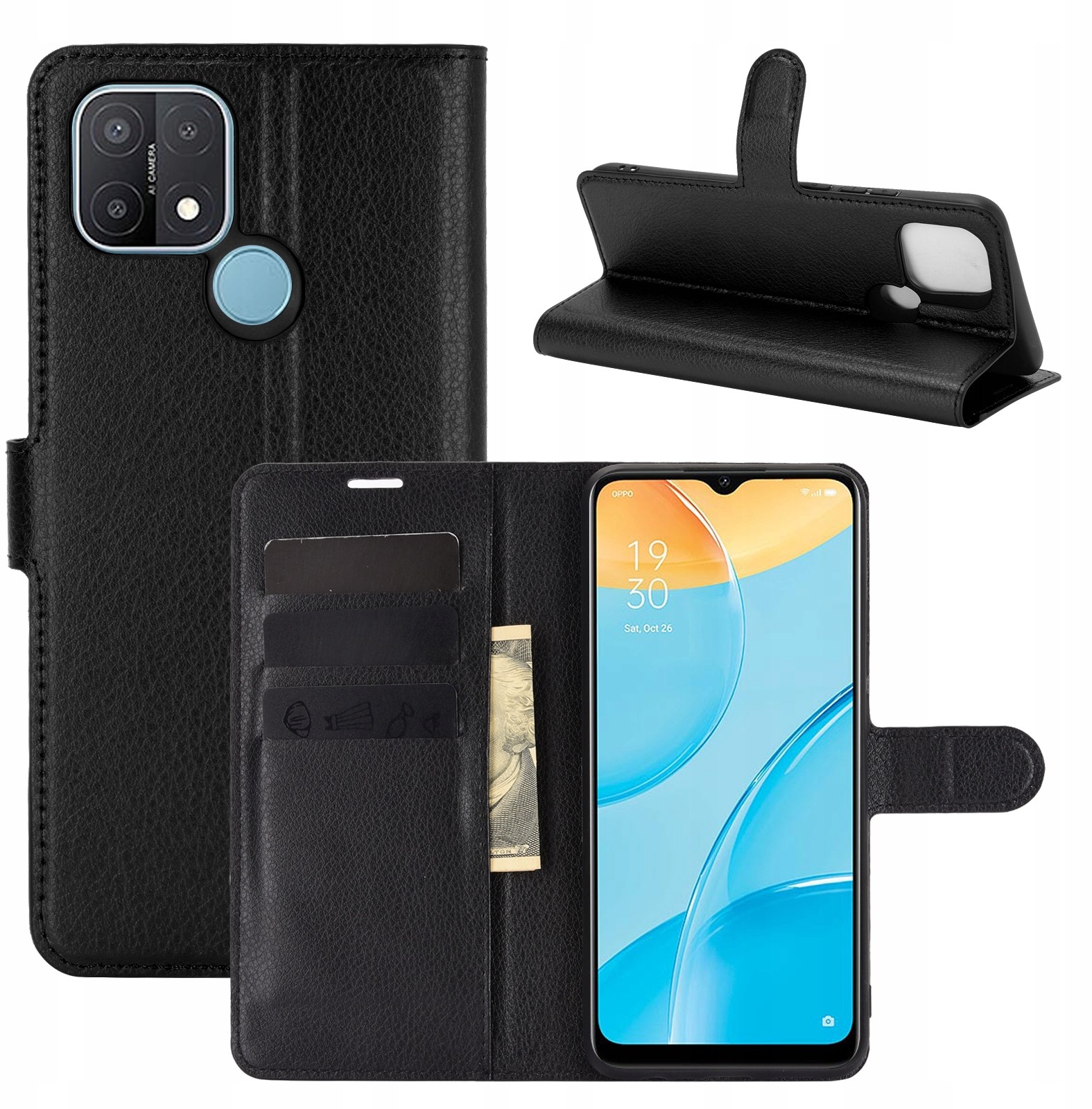 Etui Case Portfel, Pokrowiec Litchi Do Oppo A15