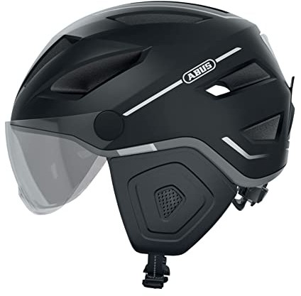 Abus Stadthelm Pedelec 2.0 ACE kask rowerowy z tylnym światłem, wizjer, osłona przeciwdeszczowa, ochrona uszu do ruchu miejskiego dla kobiet i mężczyzn czarny mat, rozmiar S 66732