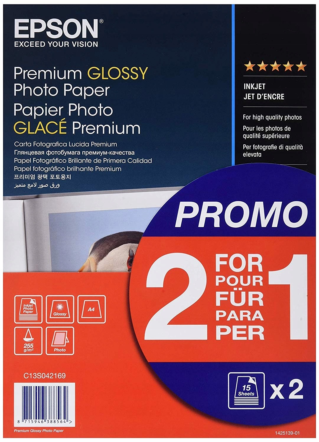 Epson Papier foto Premium Glossy A4 255g 30ark.